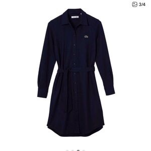 Lacoste Dark Blue Shirt Dress with Tie Waist